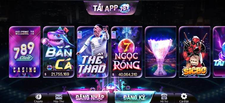 Sảnh game 789Club đa dạng hình thức thể loại thu hút người chơi.